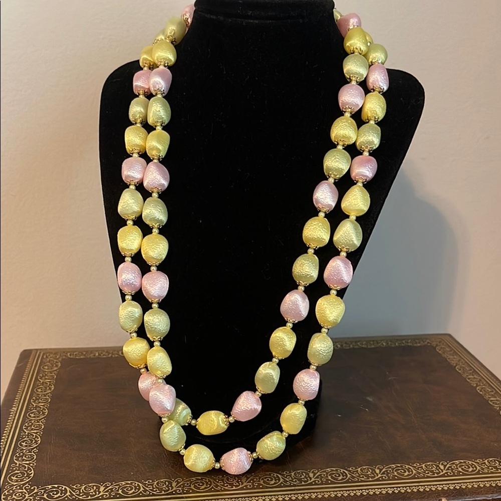 🍄Vintage Japan Pastel Double Stranded Necklace
